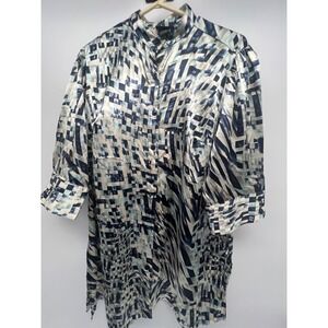 Lane Bryant Women 14/16 Abstract Print Button Front Shirt Dress Tunic